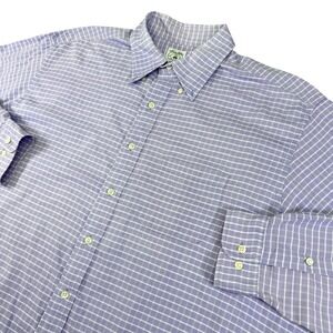 Brooks Brothers Men XL Classic Fit Button Down Shirt Purple Gingham Check Cotton